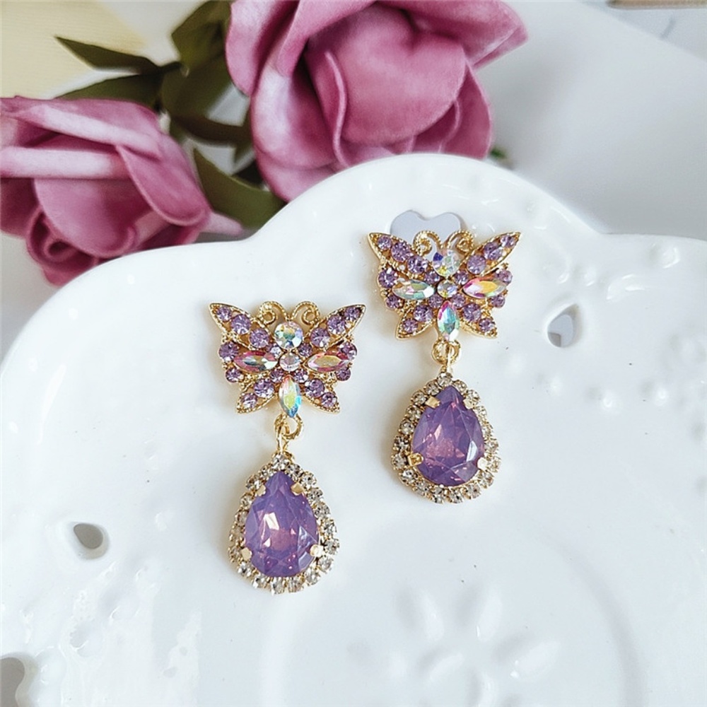 Purple Dimond Butterfly Earrings.
